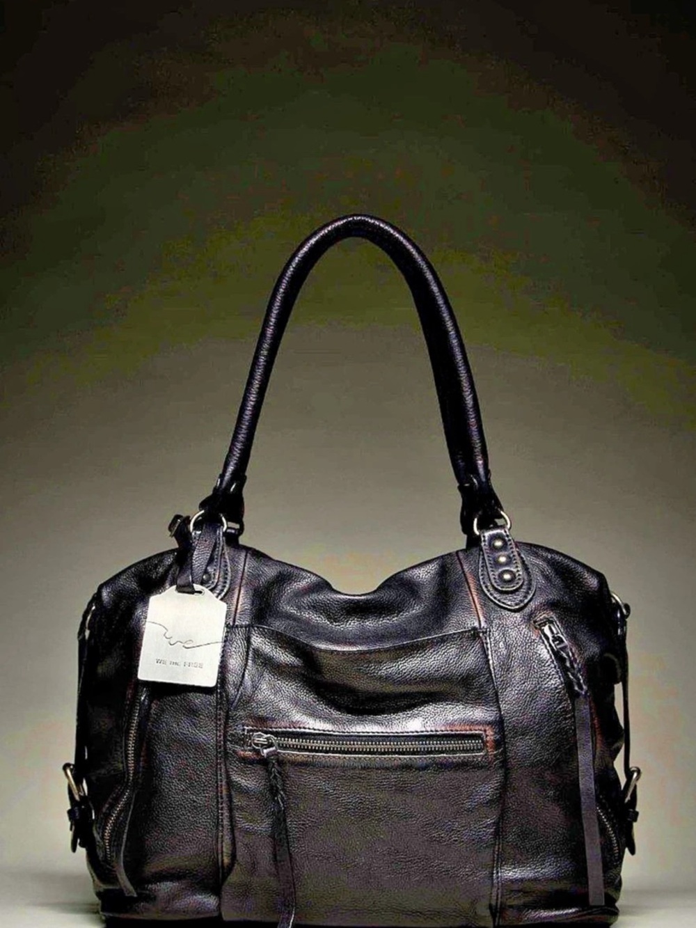 We The Free Emerson Tote Black Leather-Style Hobo Bag large!